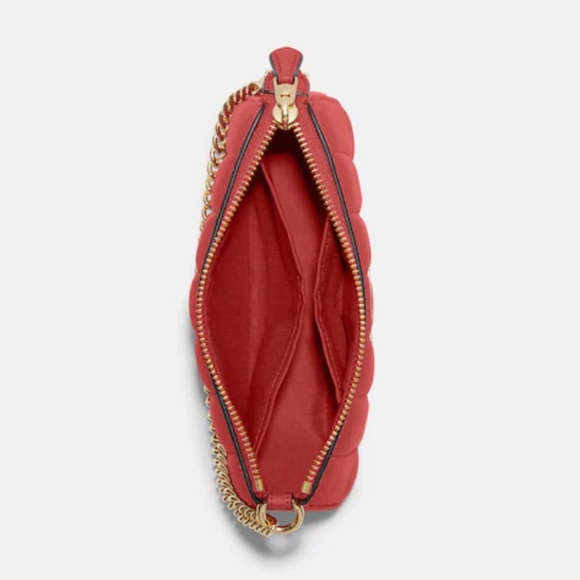 Coach Nolita 19 With Chain With Linear Quilting Wallat Wristlet Red - Picture 6 of 9